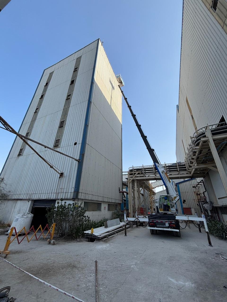 Industrial site with steel fabrication